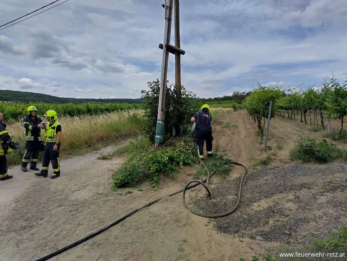 Foto 1, 24.06.2026, Brandeinsatz - Vegetationsbrand nach Mäharbeiten rasch gelöscht Foto 1, 24.06.2026, Brandeinsatz - Vegetationsbrand nach Mäharbeiten rasch gelöscht