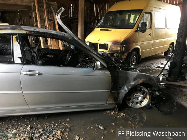 Foto 1, 30.10.2018, Brandeinsatz - Scheunenbrand in Pleissing-Waschbach