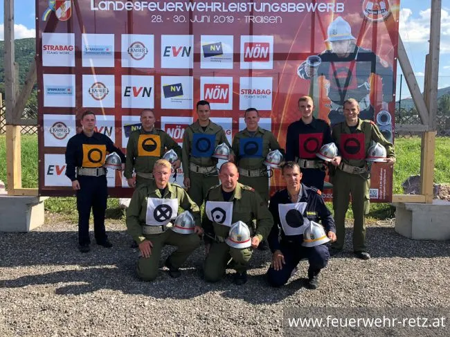 Foto 1, 03.07.2019, Landesfeuerwehr-Leistungsbewerbe 2019 - FF-Retz mit 2 Wettkampfgruppen in Traisen Foto 1, 03.07.2019, Landesfeuerwehr-Leistungsbewerbe 2019 - FF-Retz mit 2 Wettkampfgruppen in Traisen