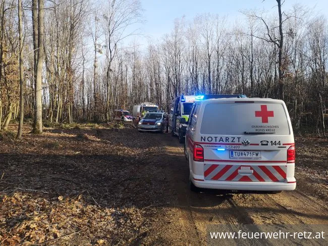 Foto 1, 03.02.2022, Technischer Einsatz - Forstunfall Foto 1, 03.02.2022, Technischer Einsatz - Forstunfall