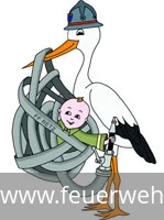 Foto 1, 01.04.2020, Feuerwehrstorch bringt Buben Foto 1, 01.04.2020, Feuerwehrstorch bringt Buben